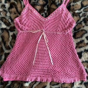 Faded Glory Pink Crochet Camisole vtg